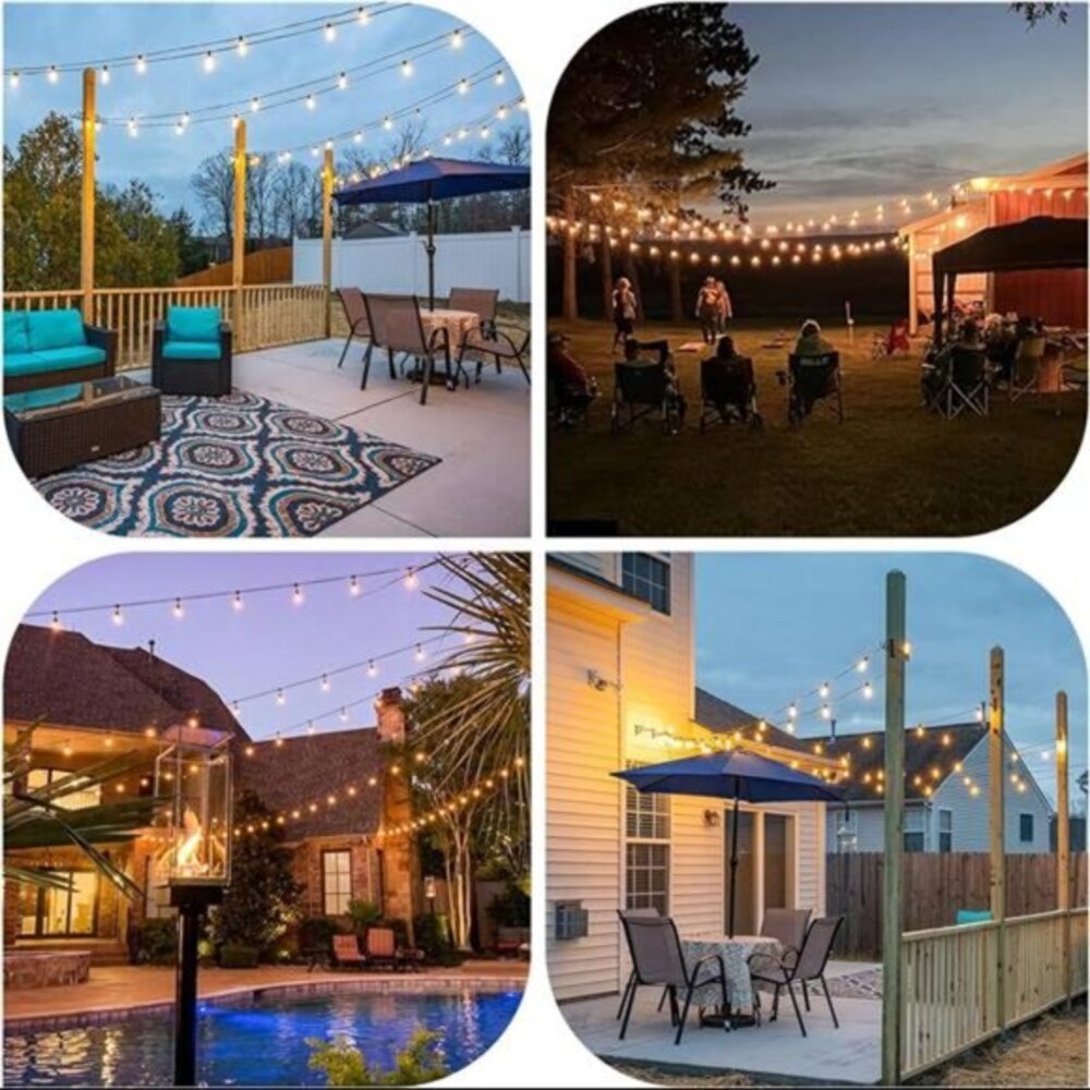 Outdoor String Lights 25FT, Patio Lights with 13 pcs Shatterproof Dimmable Bulbs - Picture 6 of 7